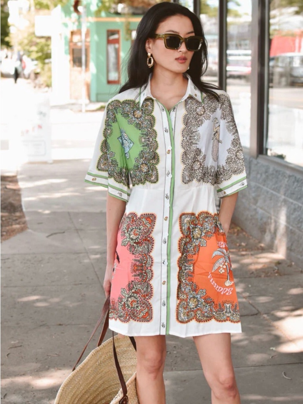 Confete Porto Paisley Print Mini Dress